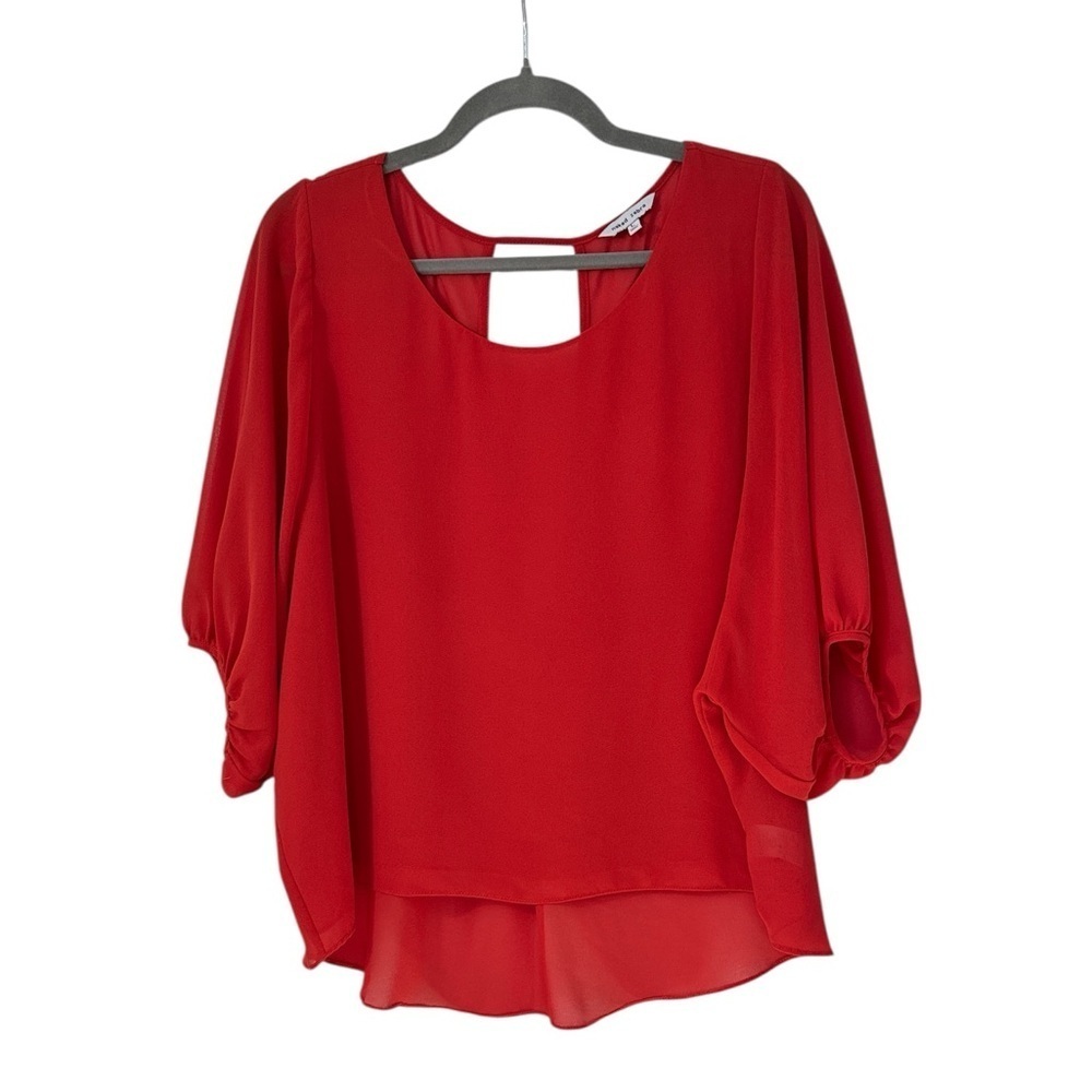 Naked Zebra 3/4 Sleeve Open Back Batwing Blouse